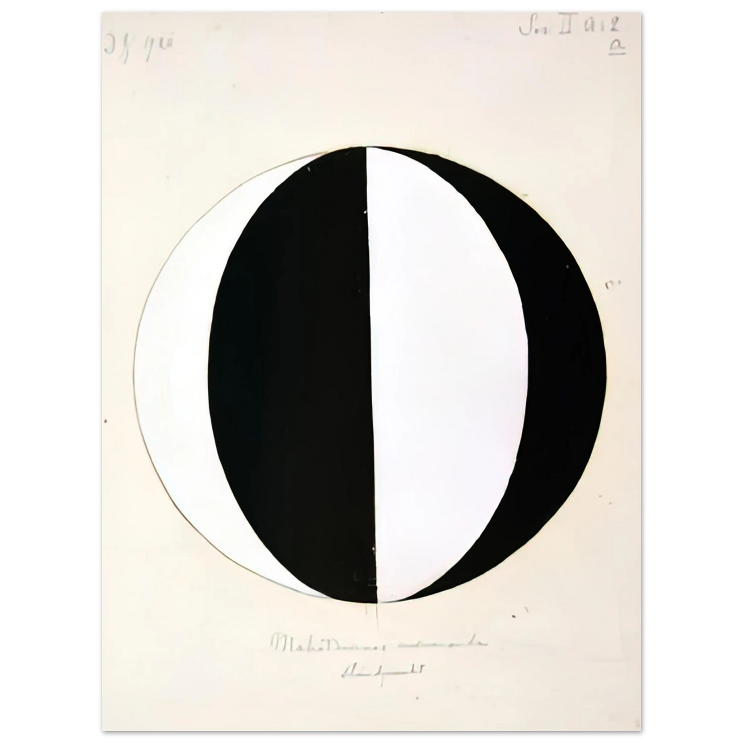 Hilma af Klint - THE MAHATMAS PRESENT STANDING POINT SERIES II NO 2A 1920 Wall art - 27x35 cm / 11x14 inches - Premium Wooden Framed Poster With Fine Art Paper-canvas - White frame