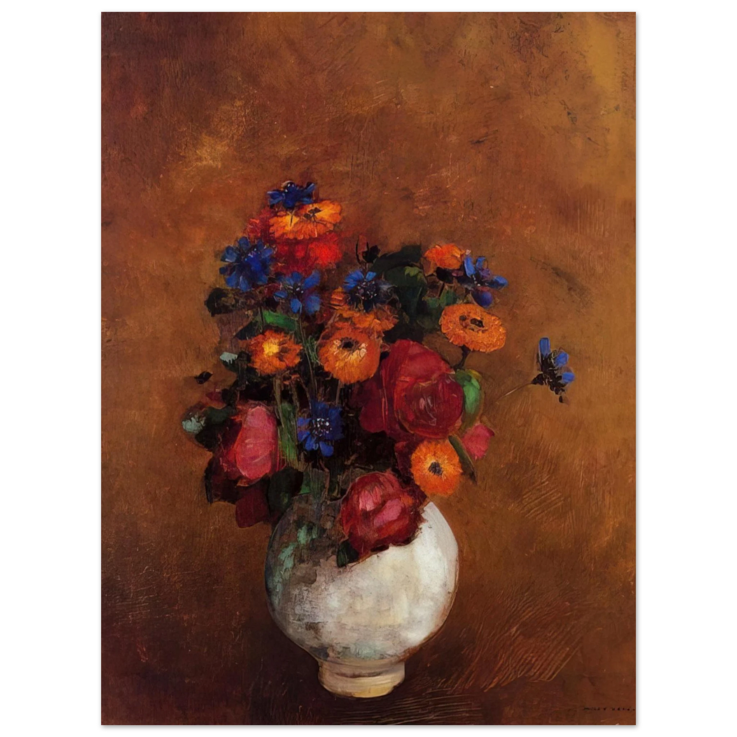 Odilon Redon - BOUQUET OF FLOWERS IN A WHITE VASE  75x100 cm / 30x40inches Fine Art Poster