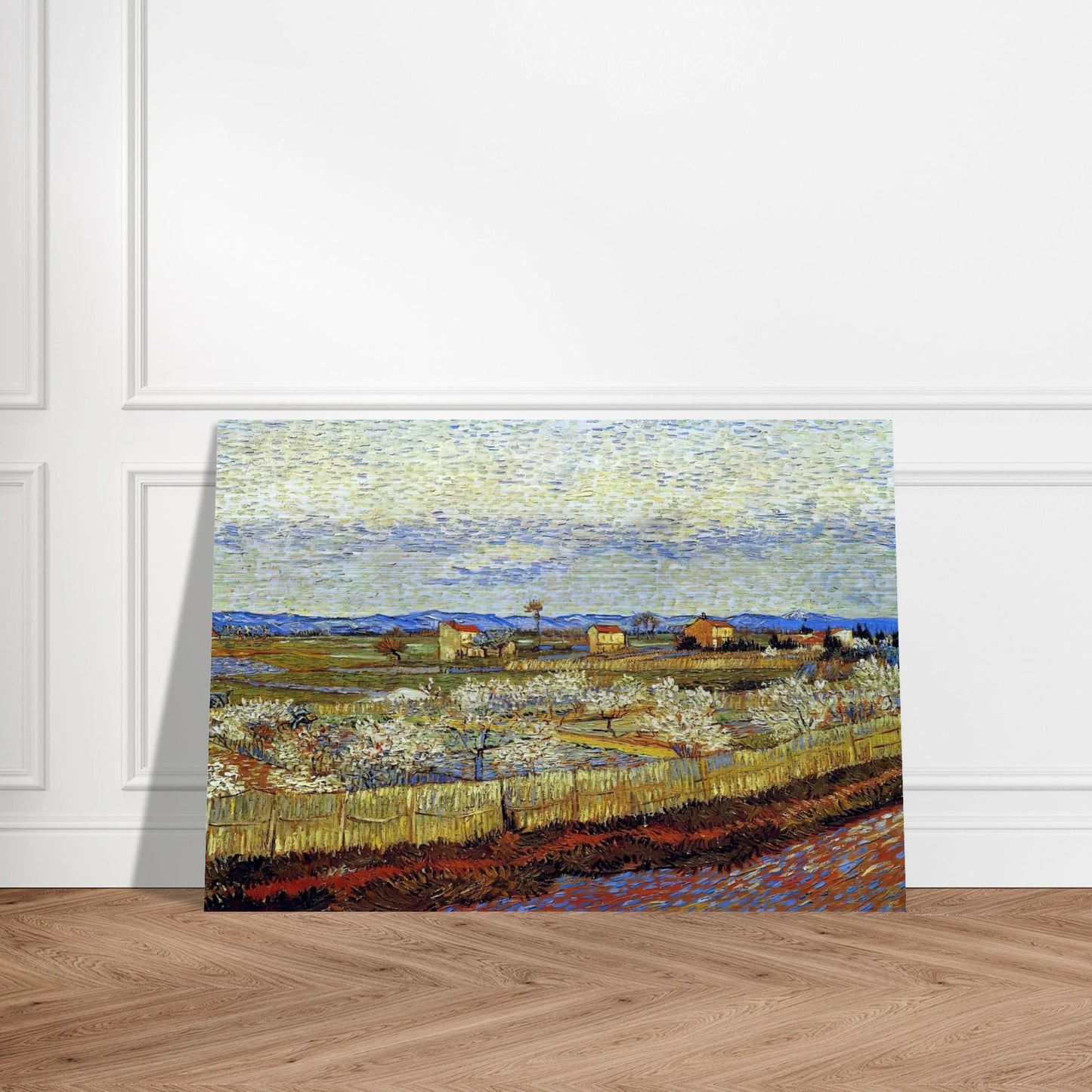 Peach Trees in Blossom - Vincent van Gogh Brushed Aluminum Print - 70x100 cm / 28x40 inches | Vincent van Gogh Aluminum Print | Vincent van Gogh Prints