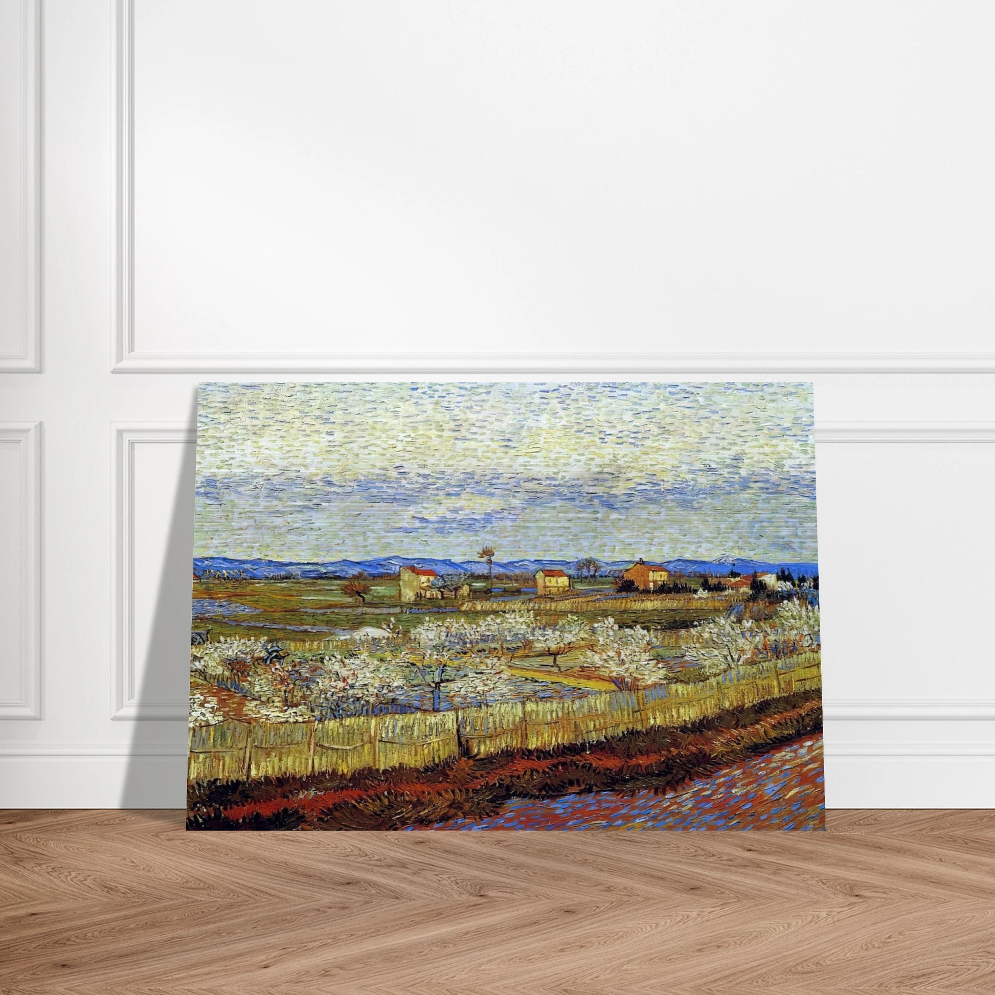 Peach Trees in Blossom - Vincent van Gogh Brushed Aluminum Print - 70x100 cm / 28x40 inches | Vincent van Gogh Aluminum Print | Vincent van Gogh Prints