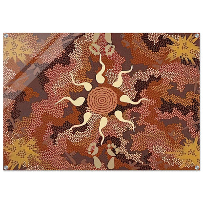 Bush Tucker and Kangaroo Dreaming at Mount Denison - 1993 - Clifford Possum Tjapaltjarri Acrylic Print - 70x100 cm / 28x40″ inches