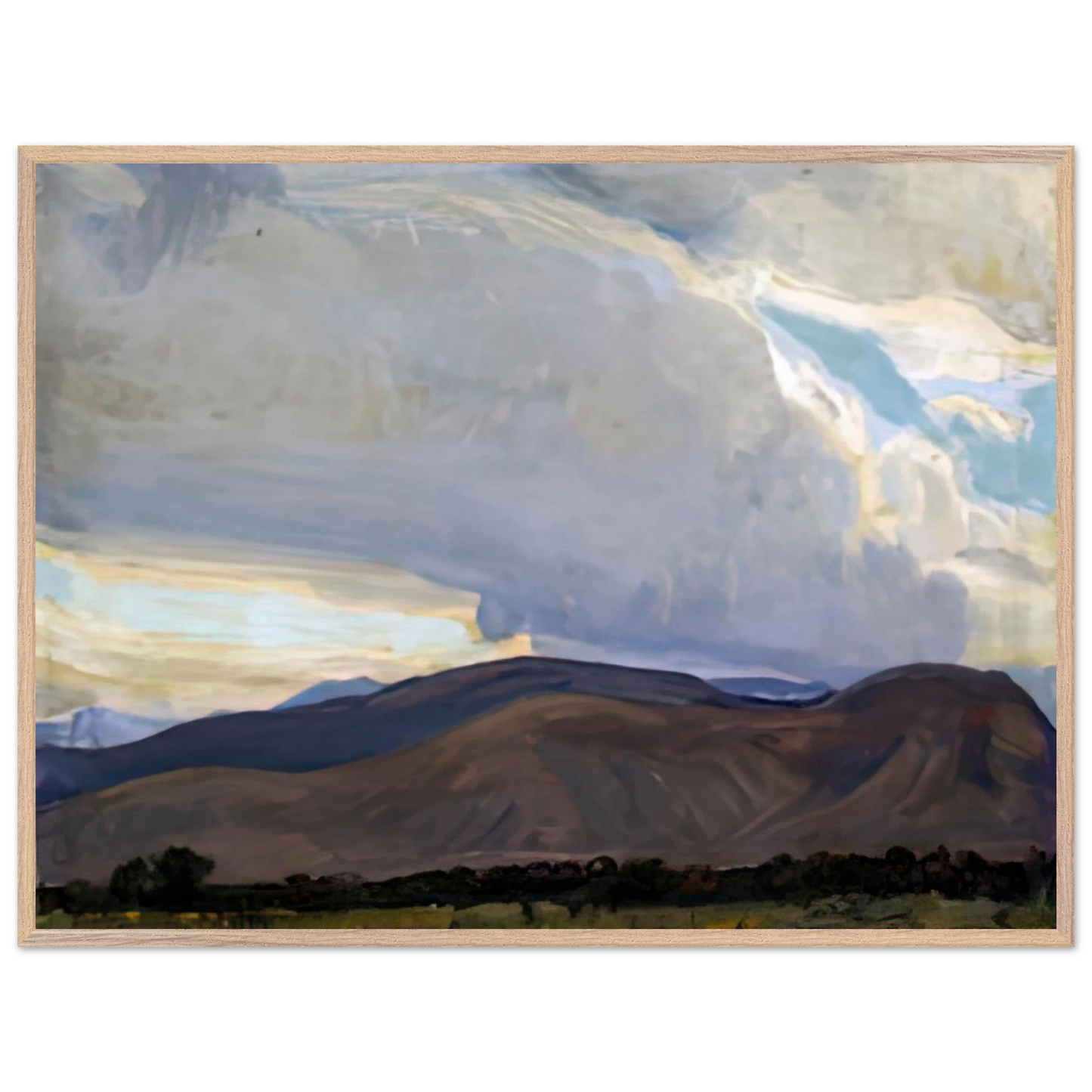 Maynard Dixon - STORM FROM THE SIERRA 1937 Wall art - 27x35 cm / 11x14 inches - Premium Wooden Framed Poster With Fine Art Paper-canvas - White frame