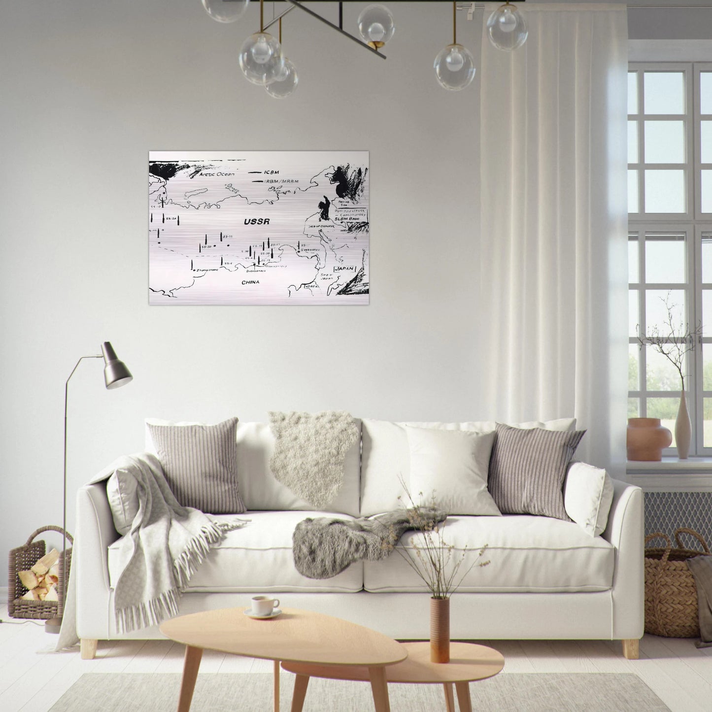 Map of Eastern U.S.S.R. Missile Bases - Andy Warhol Brushed Aluminum Print - 70x100 cm / 28x40 inches | Andy Warhol Aluminum Print | Andy Warhol Prints