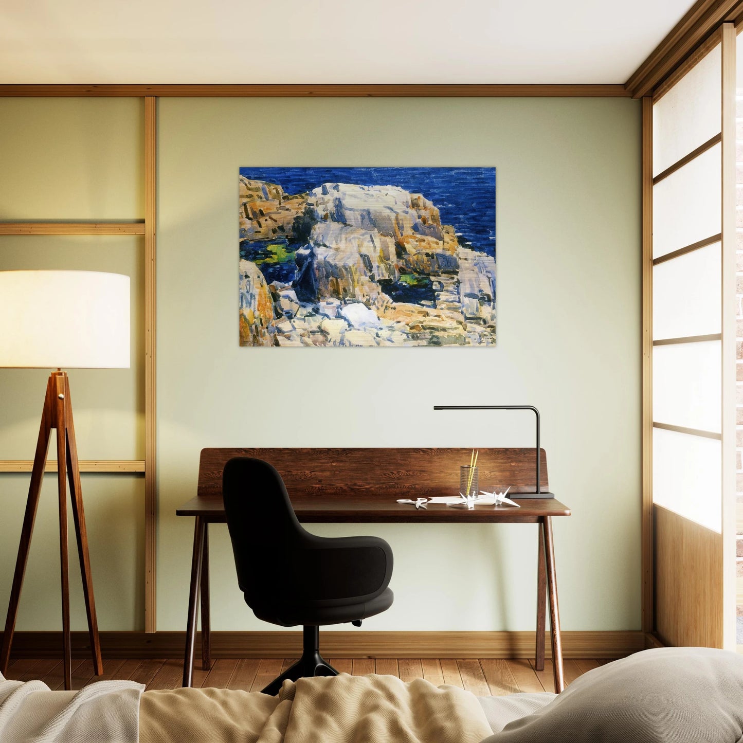Rocks at Appledore - Childe Hassam Brushed Aluminum Print - 70x100 cm / 28x40 inches | Childe Hassam Aluminum Print | Childe Hassam Prints