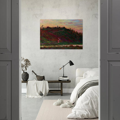 The Village of La Roche-Blond, Sunset - claude monet Brushed Aluminum Print - 70x100 cm / 28x40 inches | claude monet Aluminum Print | claude monet Prints
