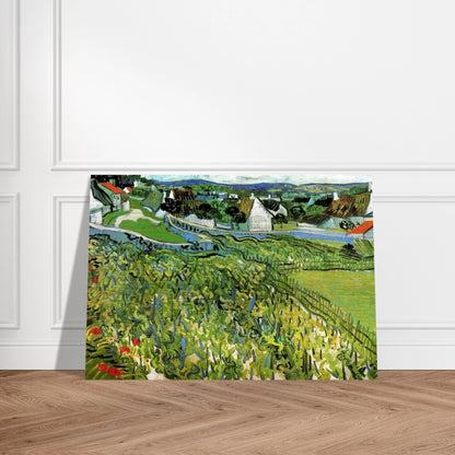 Vineyards with a View of Auvers - Vincent van Gogh Brushed Aluminum Print - 70x100 cm / 28x40 inches | Vincent van Gogh Aluminum Print | Vincent van Gogh Prints