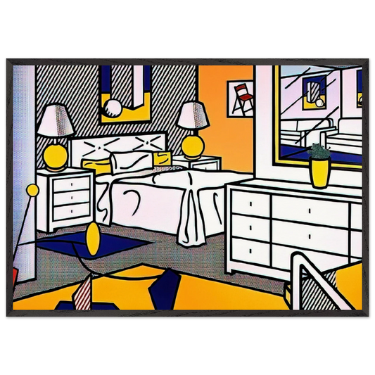 INTERIOR WITH MOBILE 1992 - Roy Lichtenstein 70x100 cm / 28x40 inches Framed Art Print – Black Wooden Frame
