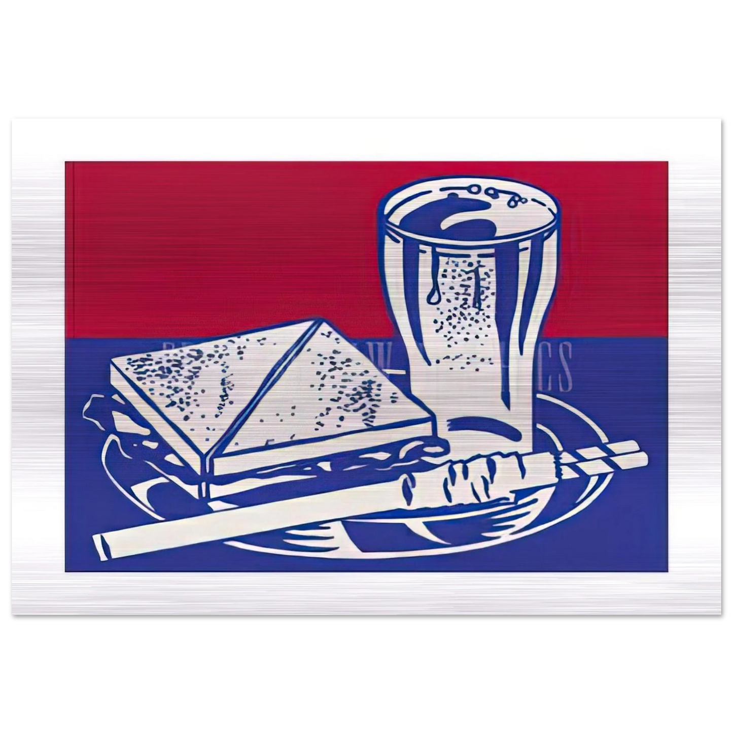 SANDWICH AND SODA 1964 - Roy Lichtenstein Brushed Aluminum Print - 70x100 cm / 28x40 inches | Roy Lichtenstein Aluminum Print | Roy Lichtenstein Prints