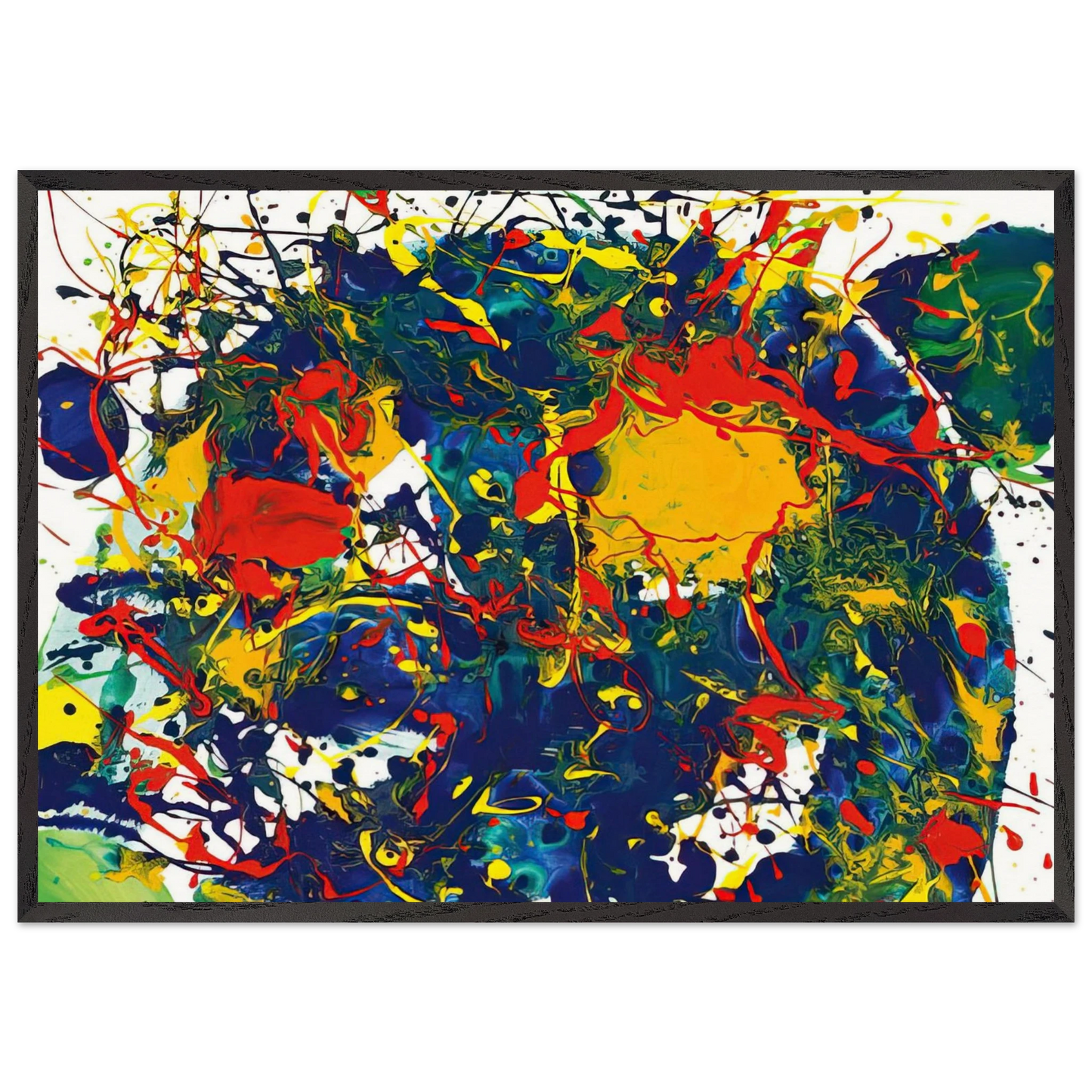 Untitled  SFP94-43  SF94-044  - Sam Francis 70x100 cm / 28x40 inches Framed Art Print – Black Wooden Frame