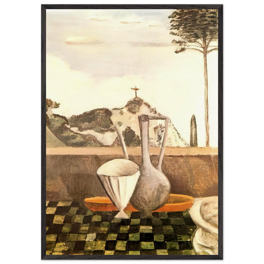 THE STILL LIFE IN FRONT OF CROSS ON TOP OF THE MOUNTAIN 1912 - Andre Derain 70x100 cm / 28x40 inches Framed Art Print – Black Wooden Frame