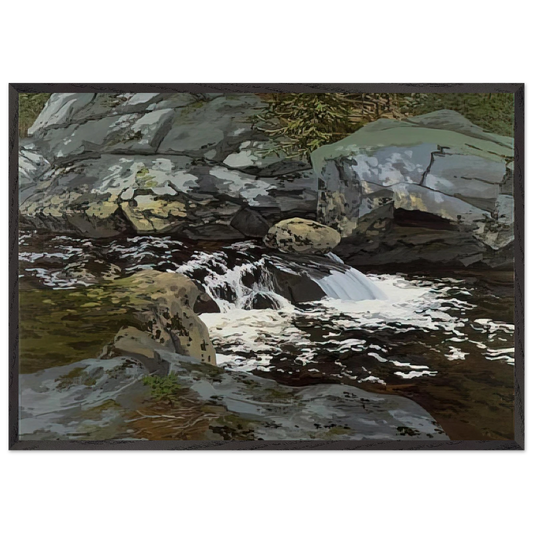 Cascade - 1974 - Neil Welliver 70x100 cm / 28x40 inches Framed Art Print – Black Wooden Frame