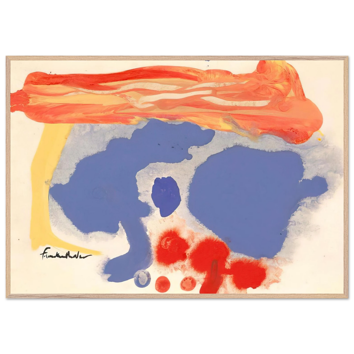 Helen Frankenthaler - Summerscene, Provincetown - 1961 Wall art - 60x80 cm / 24x32 inches - Premium Wooden Framed Poster With Fine Art Paper-canvas - Wood frame