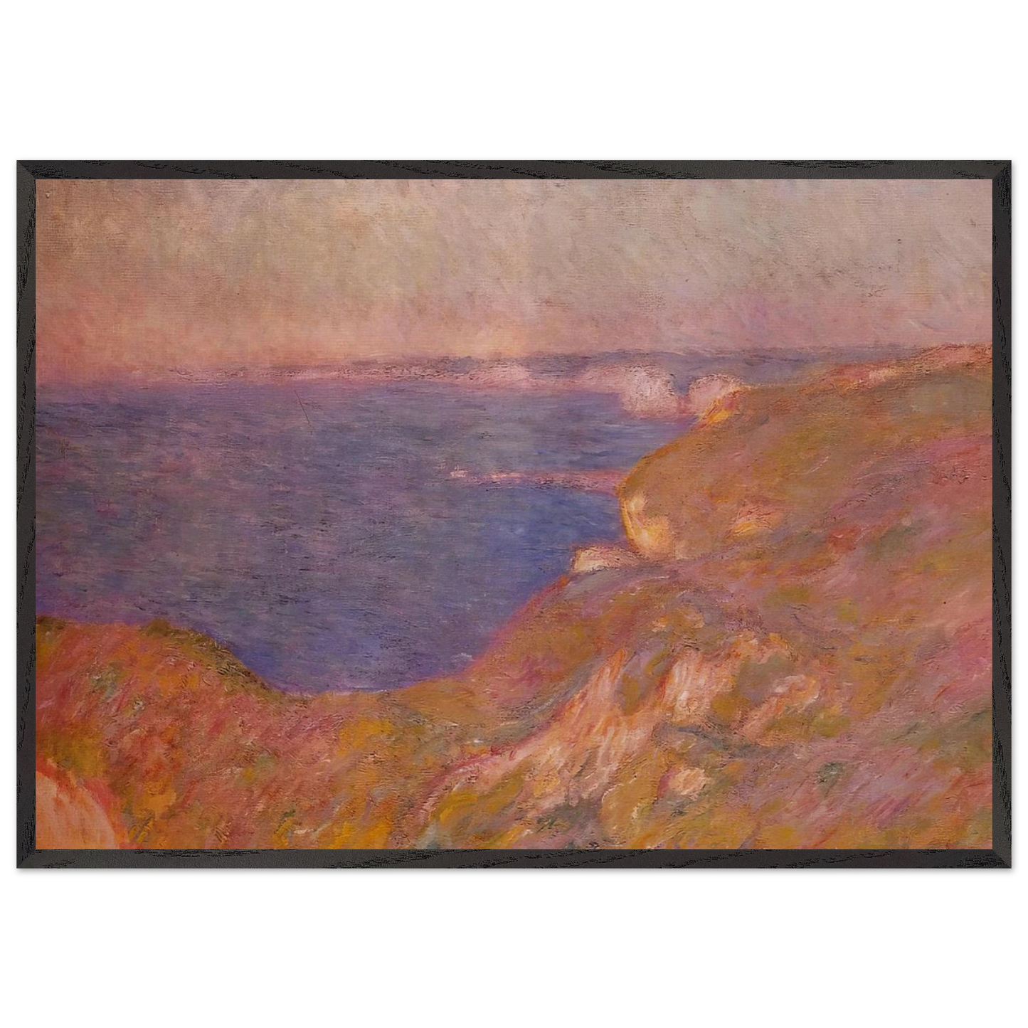 Cliff near Dieppe - claude monet 70x100 cm / 28x40 inches Framed Art Print – Black Wooden Frame
