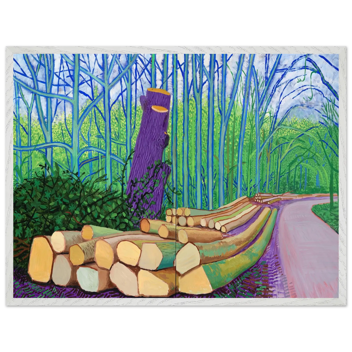 David Hockney - David Hockney Wall art - 60x80 cm / 24x32 Inches - Premium Wooden Framed Poster With Fine Art Paper - White frame