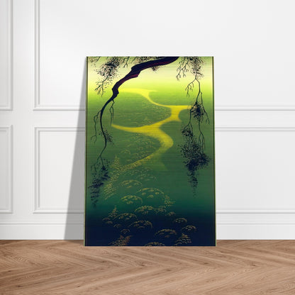 Green Mist - Eyvind Earle Brushed Aluminum Print - 70x100 cm / 28x40 inches | Eyvind Earle Aluminum Print | Eyvind Earle Prints