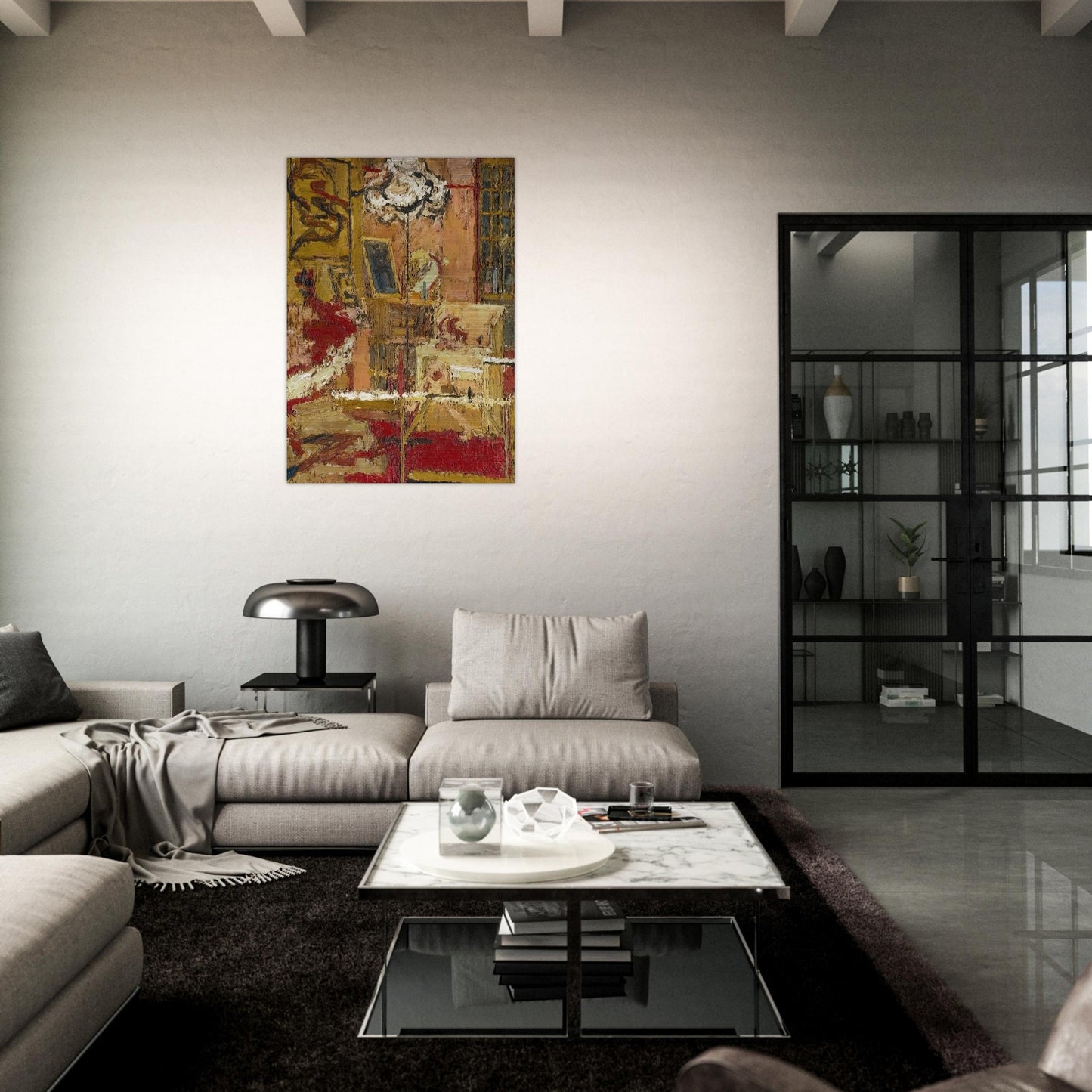 THE SITTING ROOM - Frank Auerbach Brushed Aluminum Print - 70x100 cm / 28x40 inches | Frank Auerbach Aluminum Print | Frank Auerbach Prints