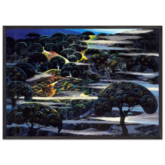 Garden of Eden - Eyvind Earle 70x100 cm / 28x40 inches Framed Art Print – Black Wooden Frame