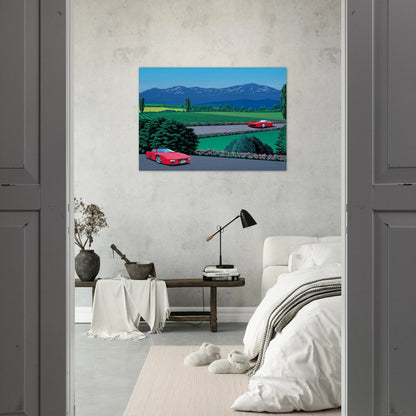 Ferraris traversing the lands - Hiroshi Nagai Brushed Aluminum Print - 70x100 cm / 28x40 inches | Hiroshi Nagai Aluminum Print | Hiroshi Nagai Prints