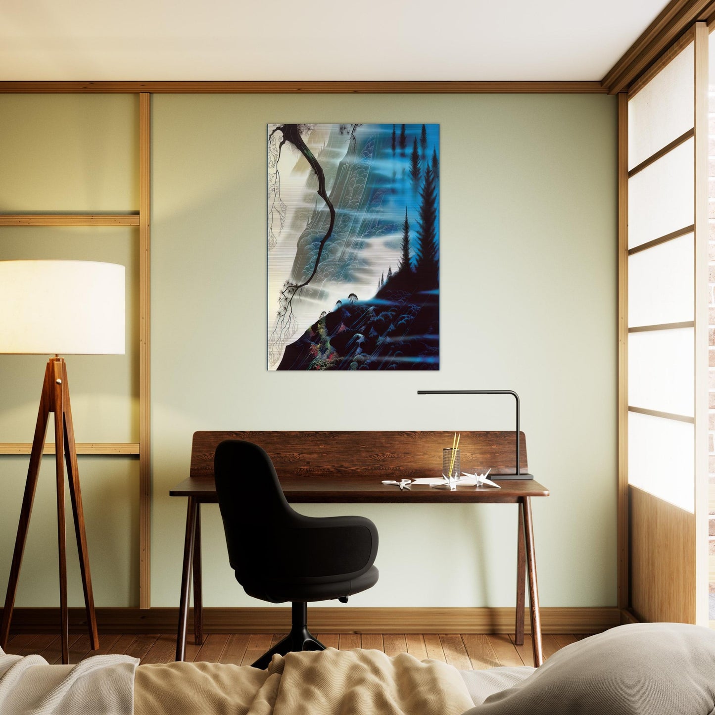Sea Cliffs and Redwoods - Eyvind Earle Brushed Aluminum Print - 70x100 cm / 28x40 inches | Eyvind Earle Aluminum Print | Eyvind Earle Prints