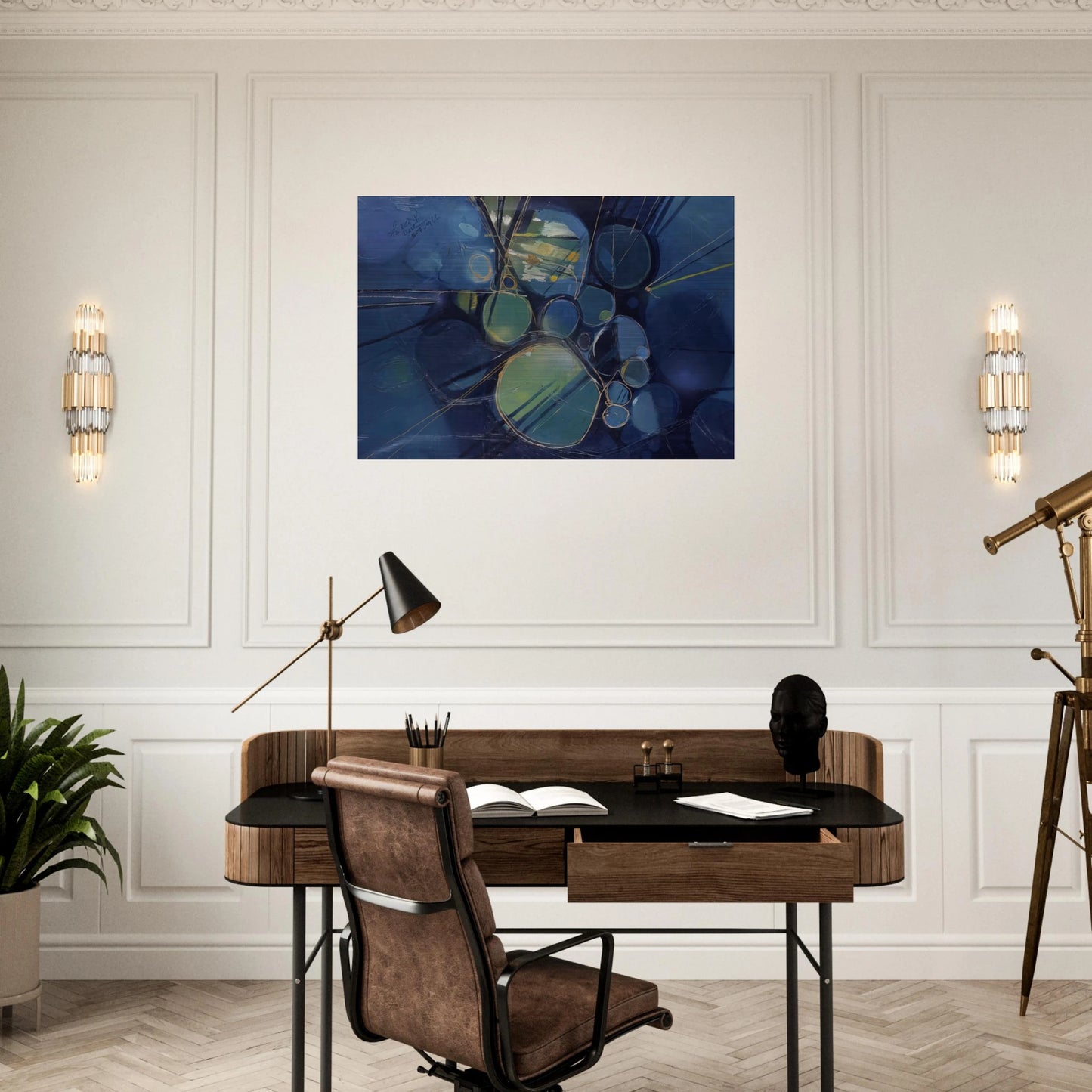 Green Abstract - 1966 - Gebre Kristos Desta Brushed Aluminum Print - 70x100 cm / 28x40 inches | Gebre Kristos Desta Aluminum Print | Gebre Kristos Desta Prints