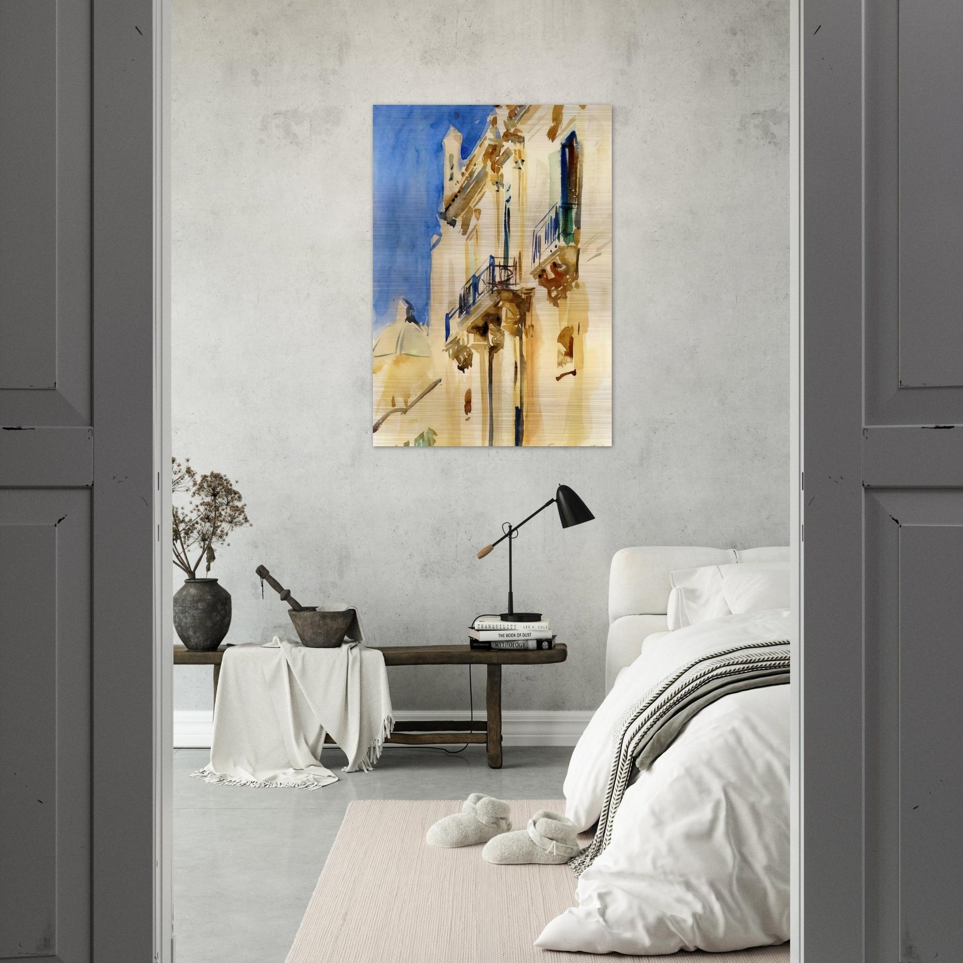 Façade of a Palazzo, Girgente, Sicily - John Singer Sargent Brushed Aluminum Print - 70x100 cm / 28x40 inches | John Singer Sargent Aluminum Print | John Singer Sargent Prints