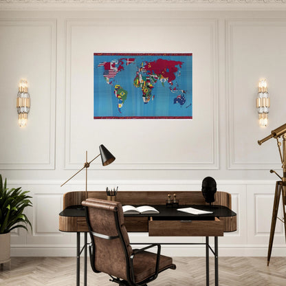 MAPPA DEL MONDO 1988 - Alighiero Boetti Brushed Aluminum Print - 70x100 cm / 28x40 inches | Alighiero Boetti Aluminum Print | Alighiero Boetti Prints