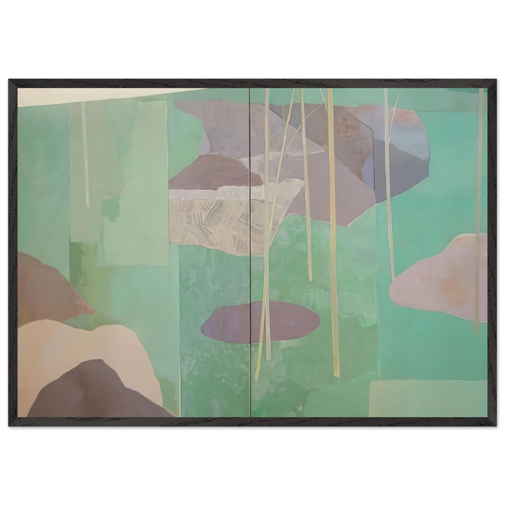 Young Bamboo Diptych - Abstract Expressionism - Kenzo Okada 70x100 cm / 28x40 inches Framed Art Print – Black Wooden Frame