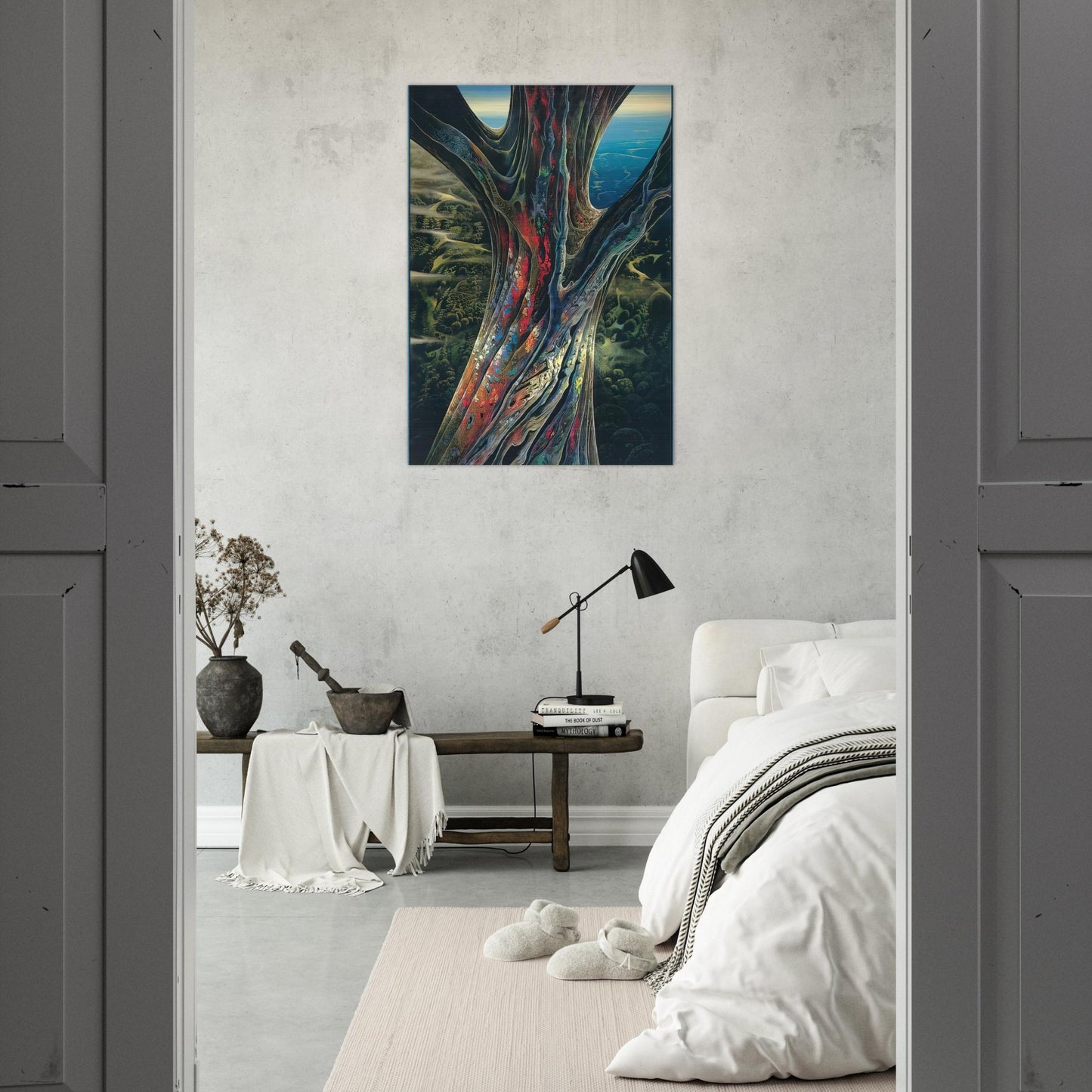 The Great Jewel Tree - Eyvind Earle Brushed Aluminum Print - 70x100 cm / 28x40 inches | Eyvind Earle Aluminum Print | Eyvind Earle Prints