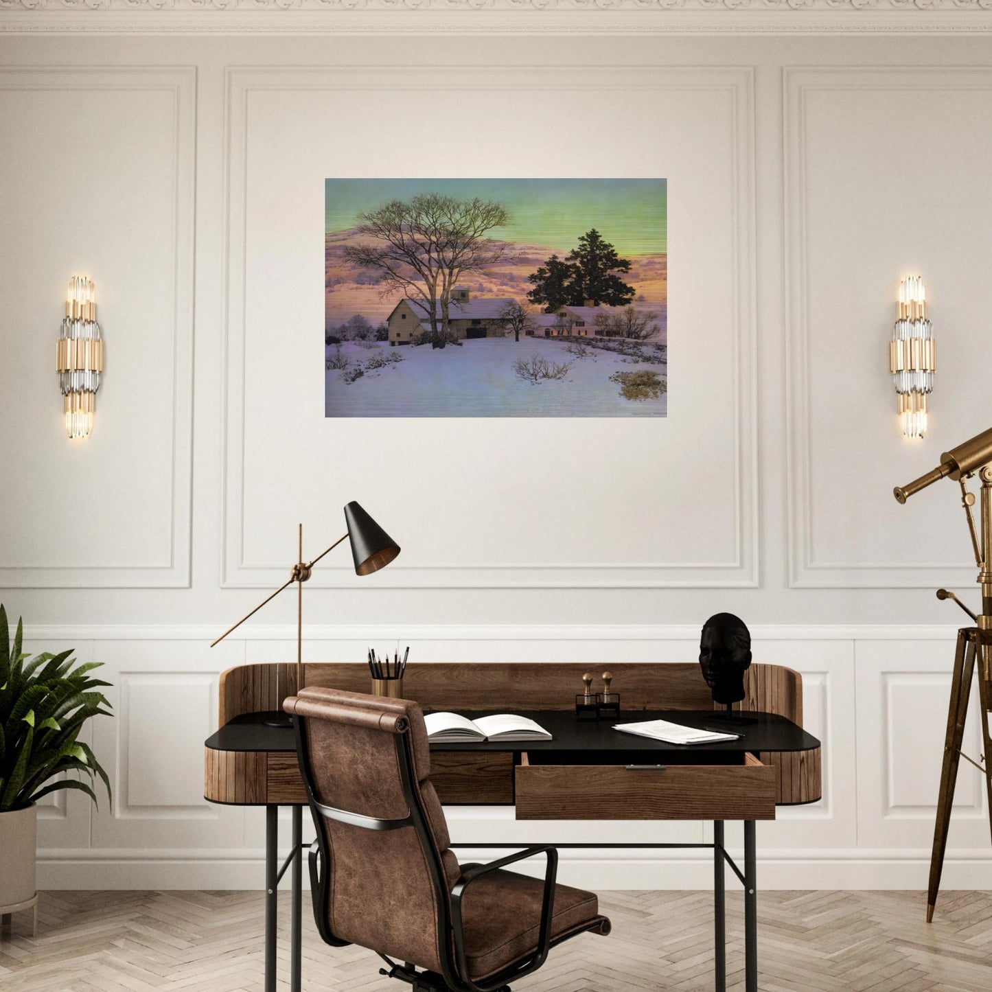 Afterglow - Maxfield Parrish Brushed Aluminum Print - 70x100 cm / 28x40 inches | Maxfield Parrish Aluminum Print | Maxfield Parrish Prints