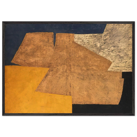 Composition jaune mauve bleu et noir La table dor - 1952 - Serge Poliakoff 70x100 cm / 28x40 inches Framed Art Print – Black Wooden Frame
