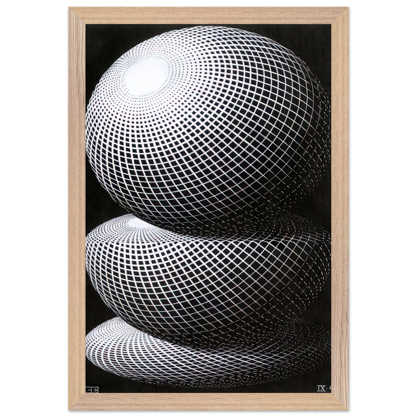 MC Escher - THREE SPHERES I SCHEME Wall Art - 60x80 cm / 24x32 inches - Fine Art Poster-canvas - -