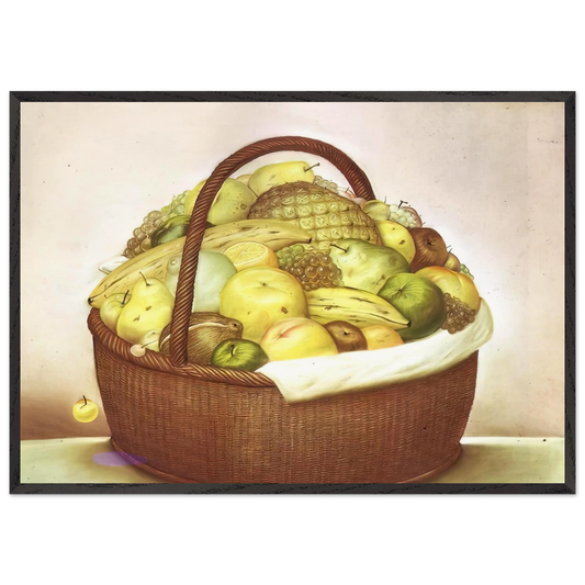 FRUIT BASKET - Fernando Botero 70x100 cm / 28x40 inches Framed Art Print – Black Wooden Frame