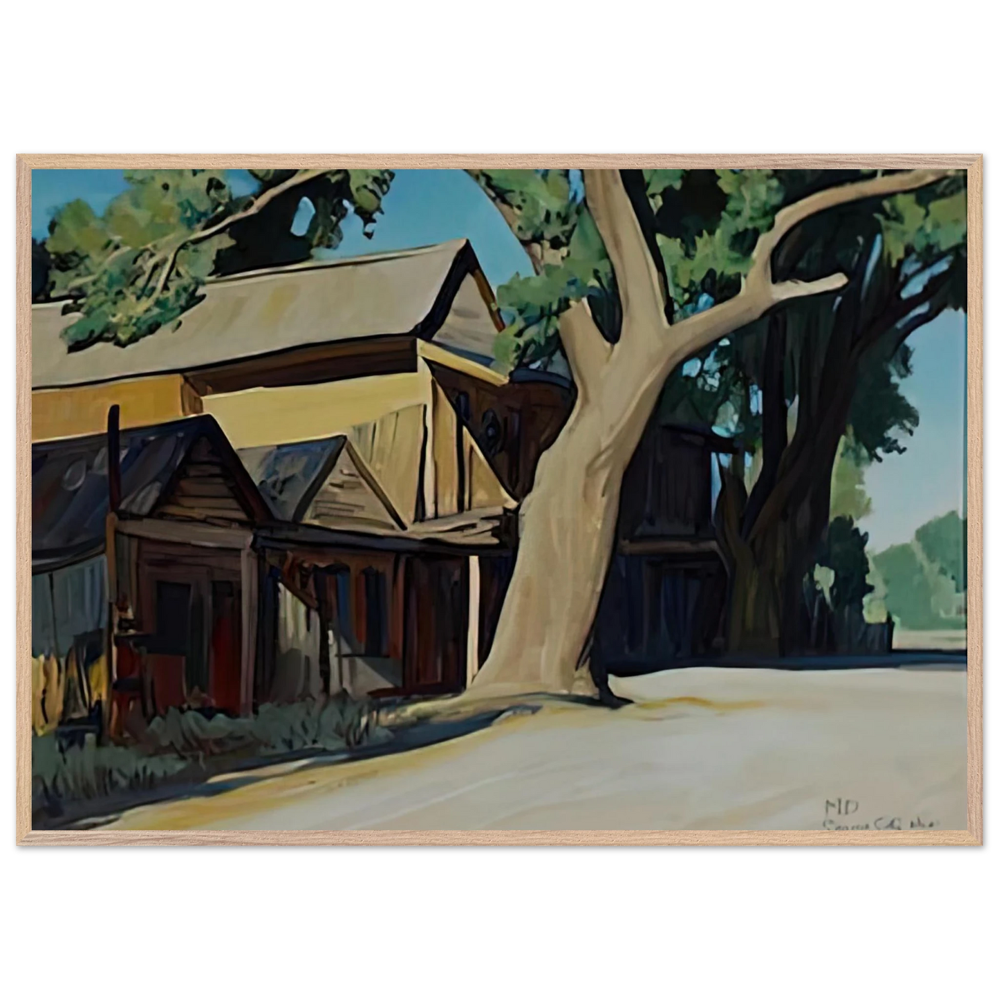 Maynard Dixon - OLD CHINATOWN CARSON CITY NEVADA 1937 Wall art - 27x35 cm / 11x14 inches - Premium Wooden Framed Poster With Fine Art Paper-canvas - Black frame