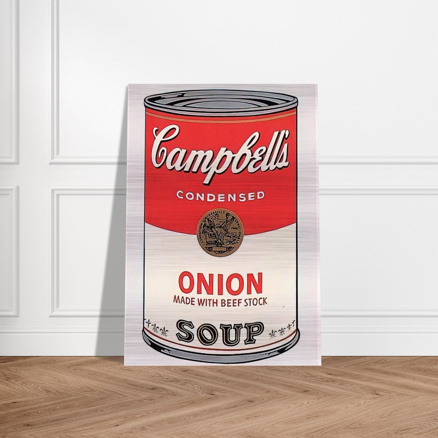 Campbell's Soup Can  onion  - Andy Warhol Brushed Aluminum Print - 70x100 cm / 28x40 inches | Andy Warhol Aluminum Print | Andy Warhol Prints
