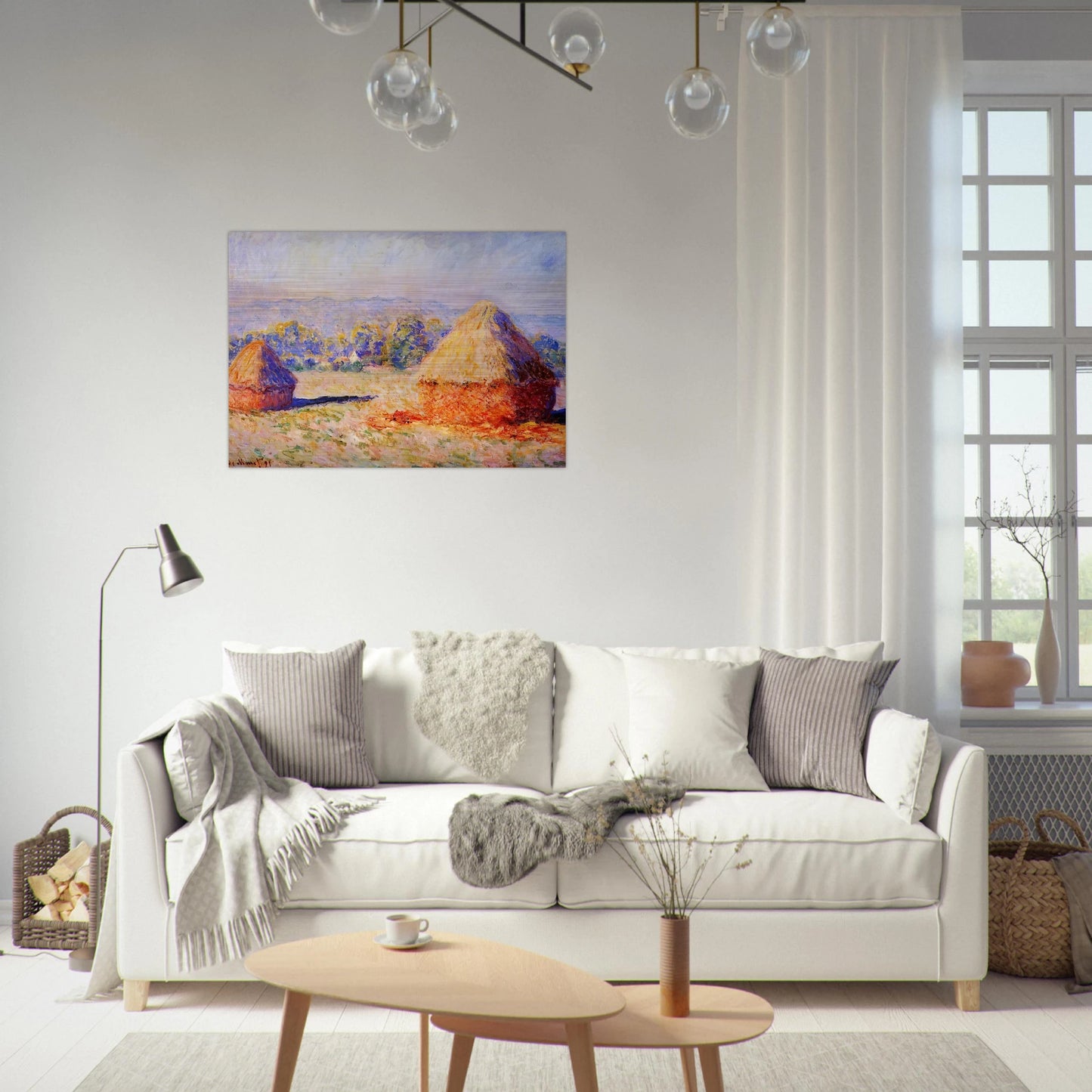 Grainstacks in the Sunlight, Morning Effect - claude monet Brushed Aluminum Print - 70x100 cm / 28x40 inches | claude monet Aluminum Print | claude monet Prints