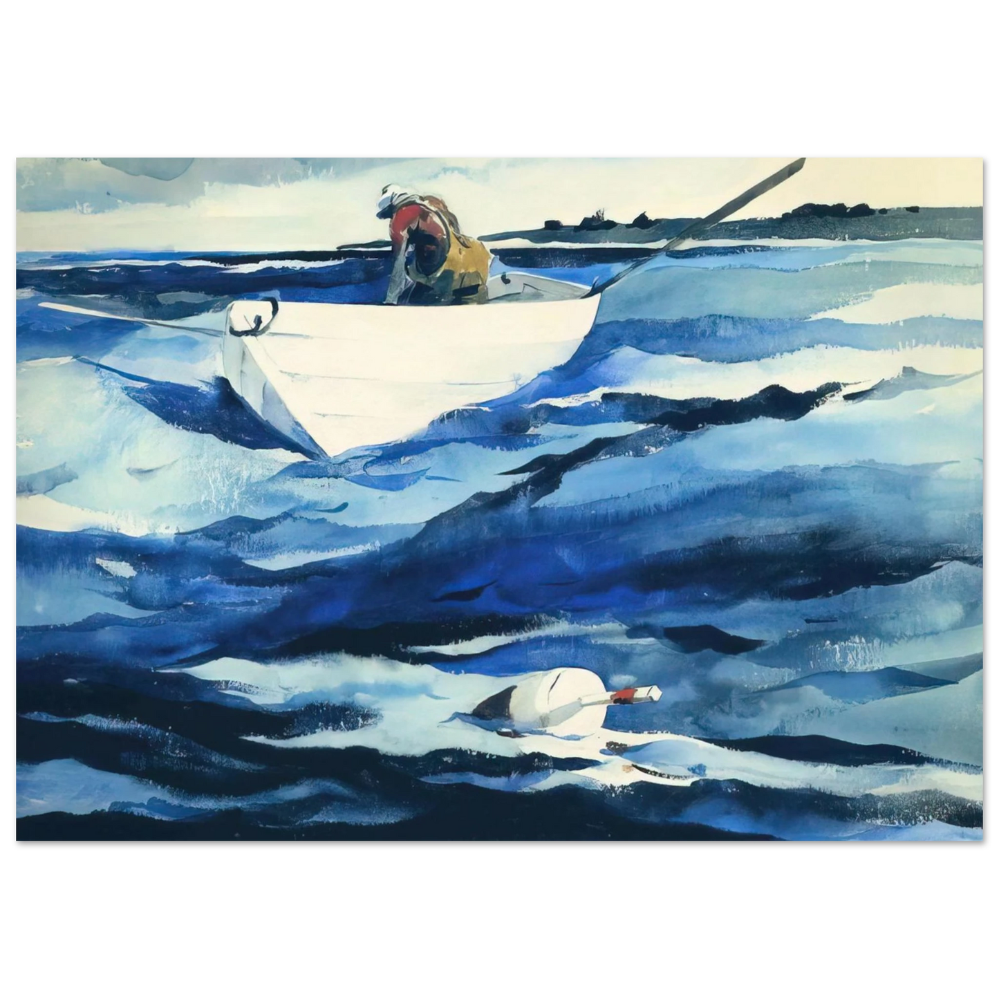 Andrew Wyeth - THE LOBSTERMAN Wall Art - 30x40 cm / 12x16 inches - Premium Wooden Framed Poster With Fine Art Paper-canvas - White frame