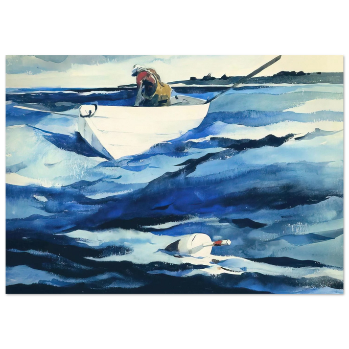 Andrew Wyeth - THE LOBSTERMAN Wall Art - 30x40 cm / 12x16 inches - Premium Wooden Framed Poster With Fine Art Paper-canvas - White frame