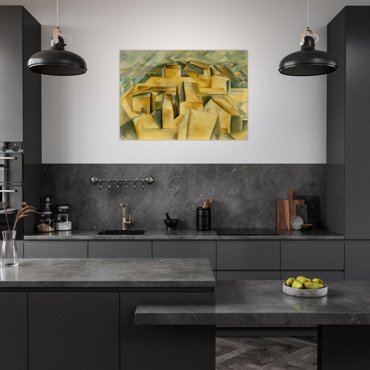 Houses on the hill - Pablo Picasso Acrylic Print - 70x100 cm / 28x40″ inches | Pablo Picasso Wall Art | Pablo Picasso Prints