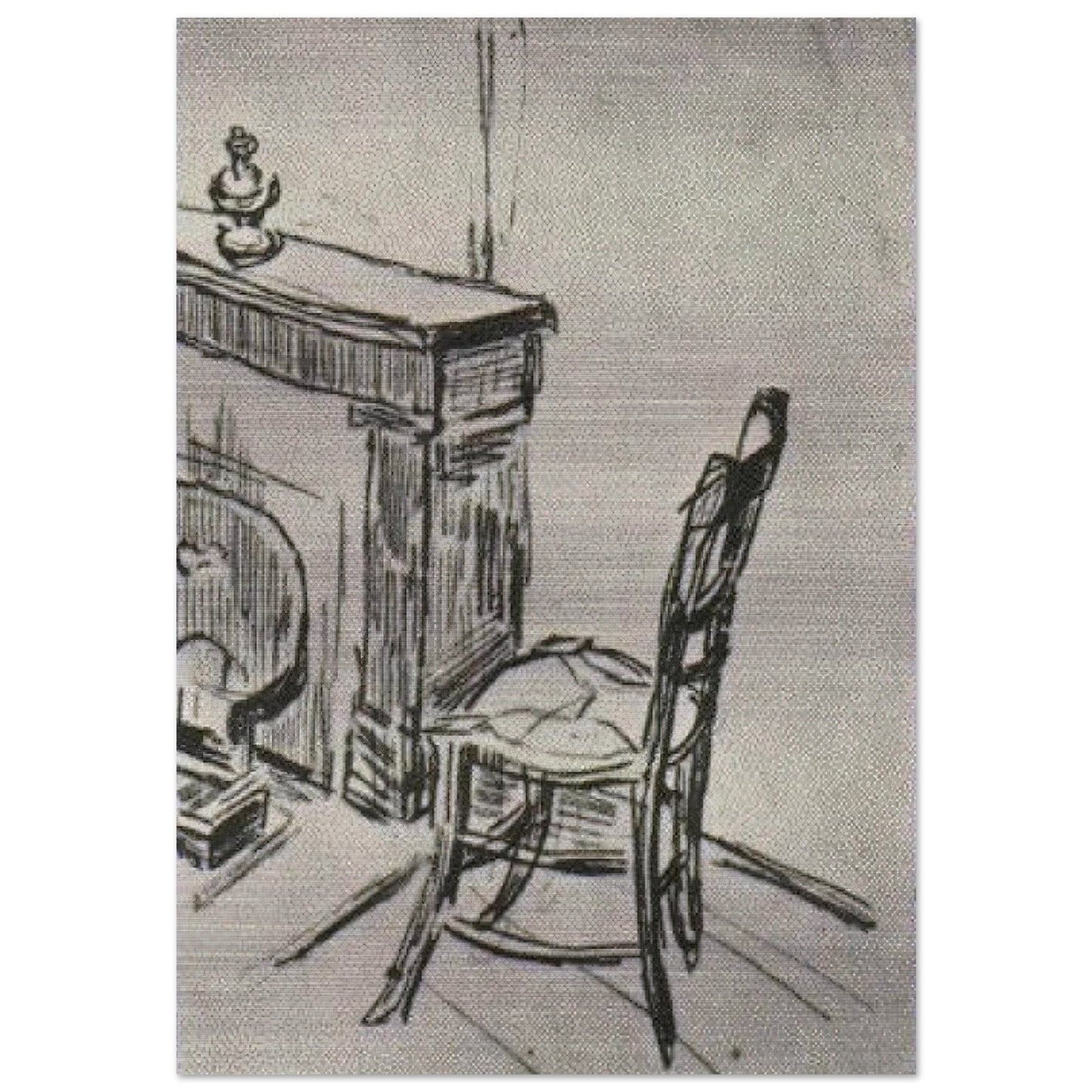 Chair near the Stove - Vincent van Gogh Brushed Aluminum Print - 70x100 cm / 28x40 inches | Vincent van Gogh Aluminum Print | Vincent van Gogh Prints