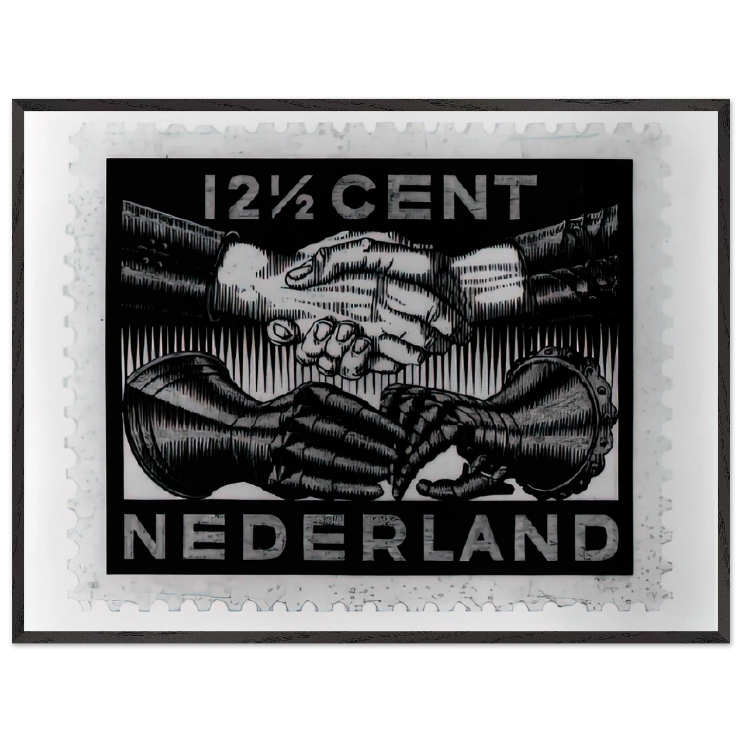 MC Escher - DESIGN FOR DUTCH PEASE POSTAGE STAMP MARCH 1932 1932 Wall Art - 60x80 cm / 24x32 inches - Fine Art Poster - -