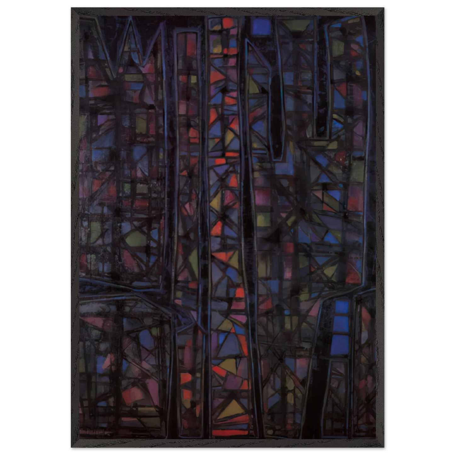 Recueillement nocturne II - 1952 - Alfred Manessier 70x100 cm / 28x40 inches Framed Art Print – Black Wooden Frame