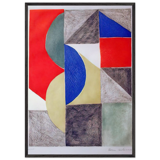Abstract Composition N8 - Sonia Delaunay 70x100 cm / 28x40 inches Framed Art Print – Black Wooden Frame