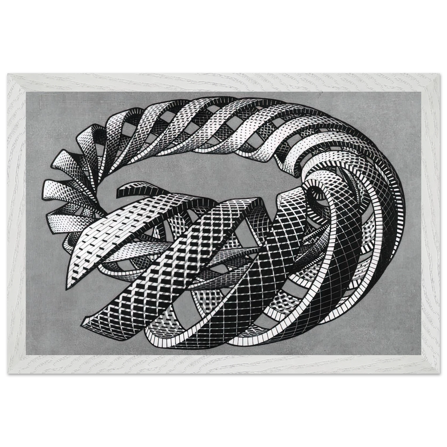 MC Escher - SPIRALS Wall Art - 21x29.7 cm / 8x12" - Premium Wooden Framed Poster With Fine Art Paper-canvas - Wood frame
