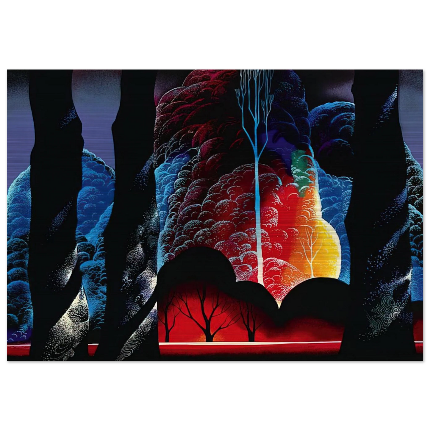 Forest Symphony - Eyvind Earle Brushed Aluminum Print - 70x100 cm / 28x40 inches | Eyvind Earle Aluminum Print | Eyvind Earle Prints