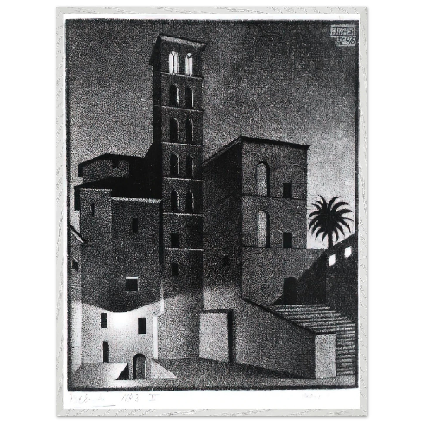MC Escher - ESCHER (27) Wall Art - 30x40 cm / 12x16 inches - Premium Wooden Framed Poster With Fine Art Paper - Black frame