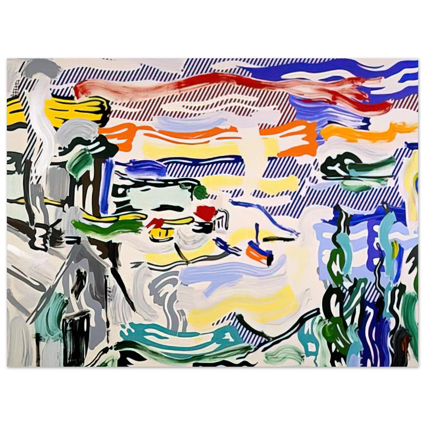 Roy Lichtenstein - COAST VILLAGE 1987  75x100 cm / 30x40inches Fine Art Poster