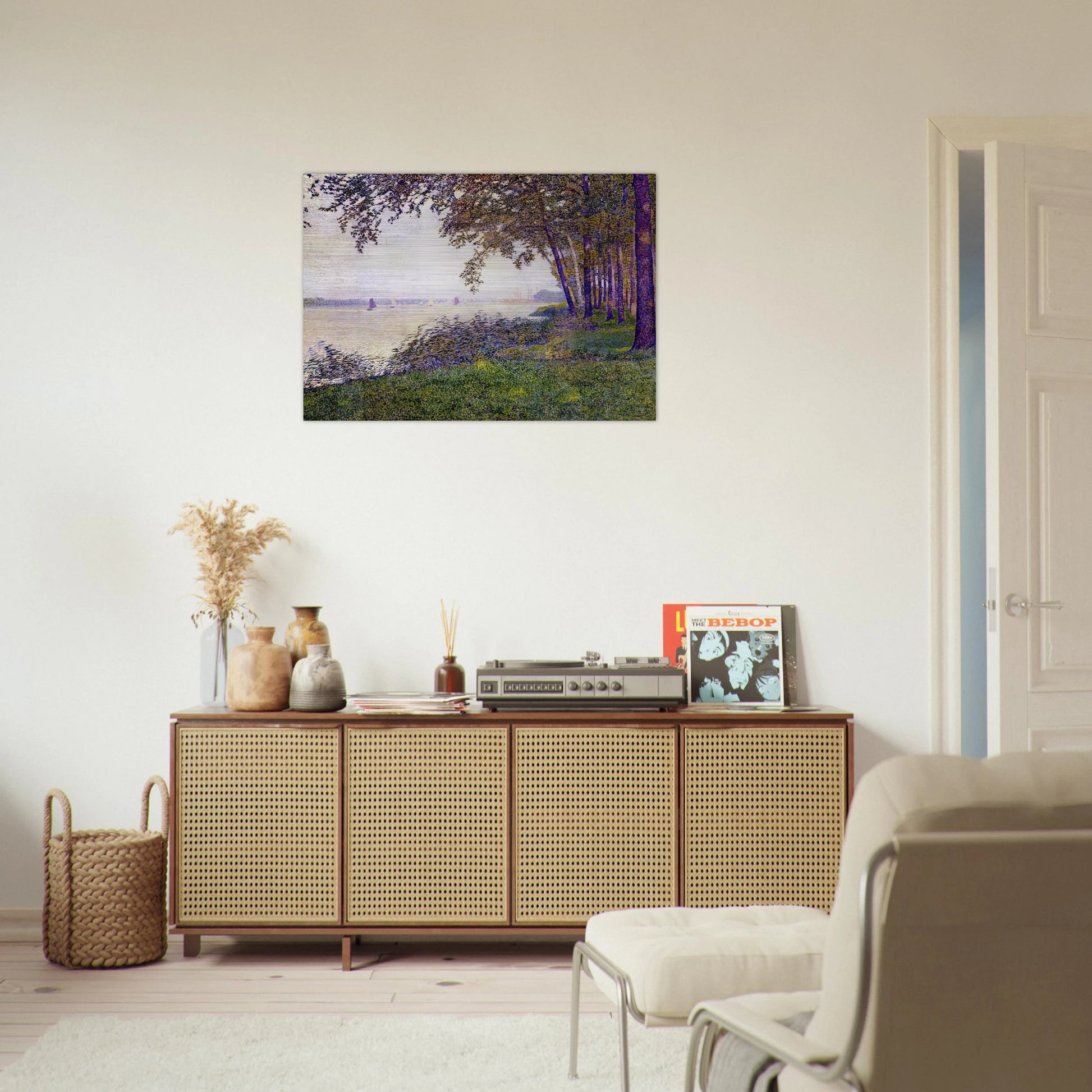 THE SCHELDE UPSTREAM FROM ANTWERP AFTER FOG 1892 - Theo van Rysselberghe Brushed Aluminum Print - 70x100 cm / 28x40 inches | Theo van Rysselberghe Aluminum Print | Theo van Rysselberghe Prints