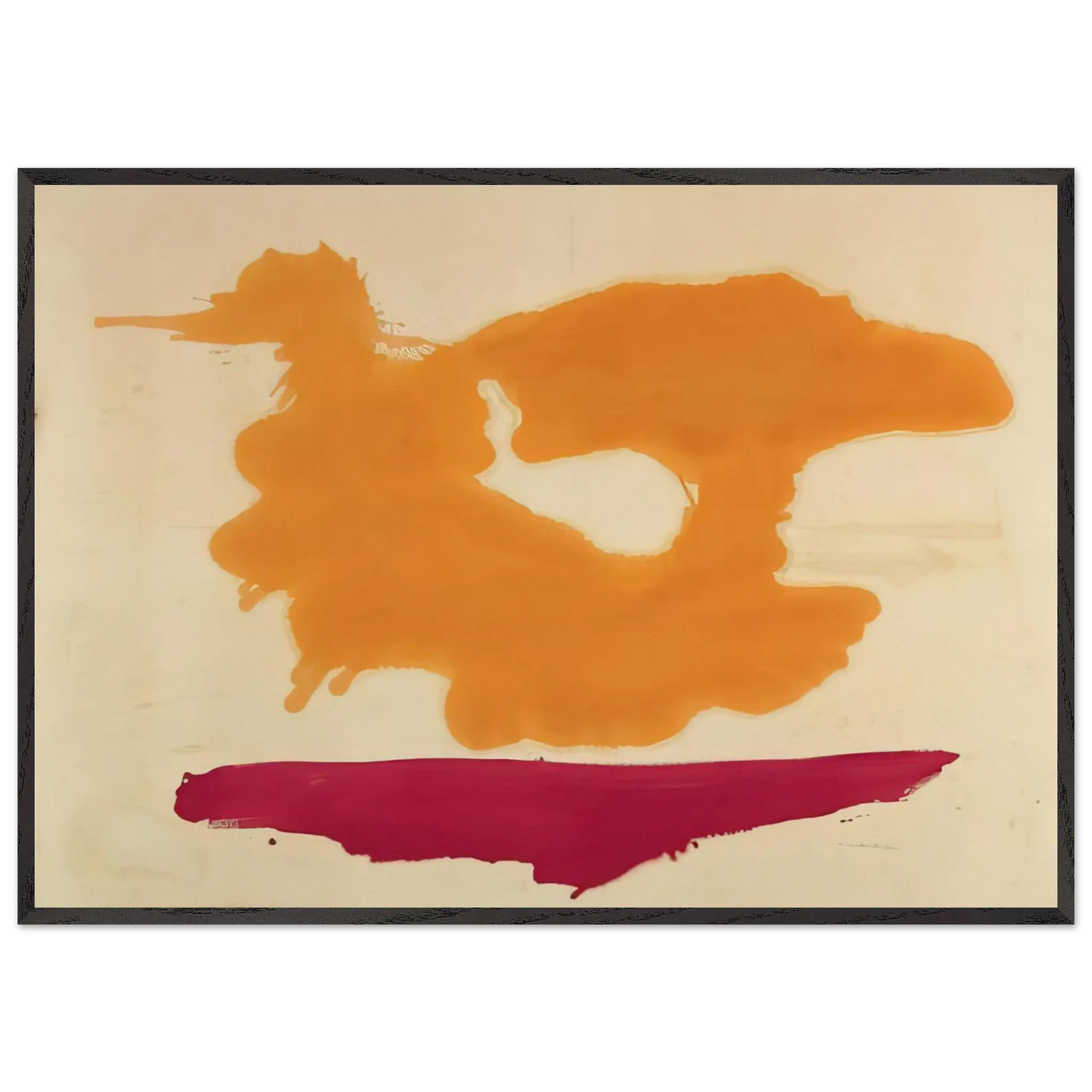 Helen Frankenthaler - Only Orange - 1963 Wall art - 21x29.7 cm / 8x12" - Premium Wooden Framed Poster With Fine Art Paper - Wood frame