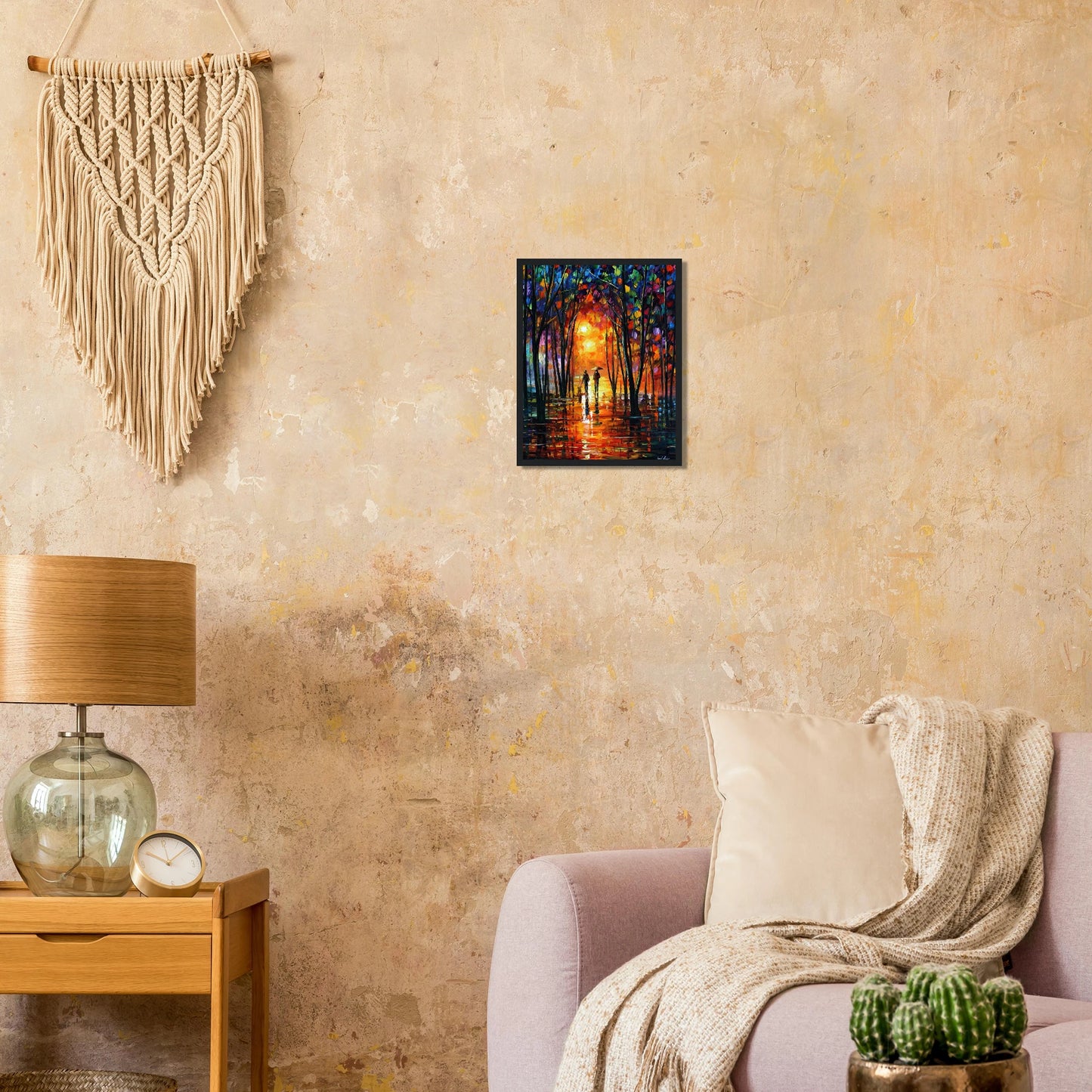 Leonid Afremov Wooden Framed Print - 24x36 inches / 60x90 cm - White frame-canvas