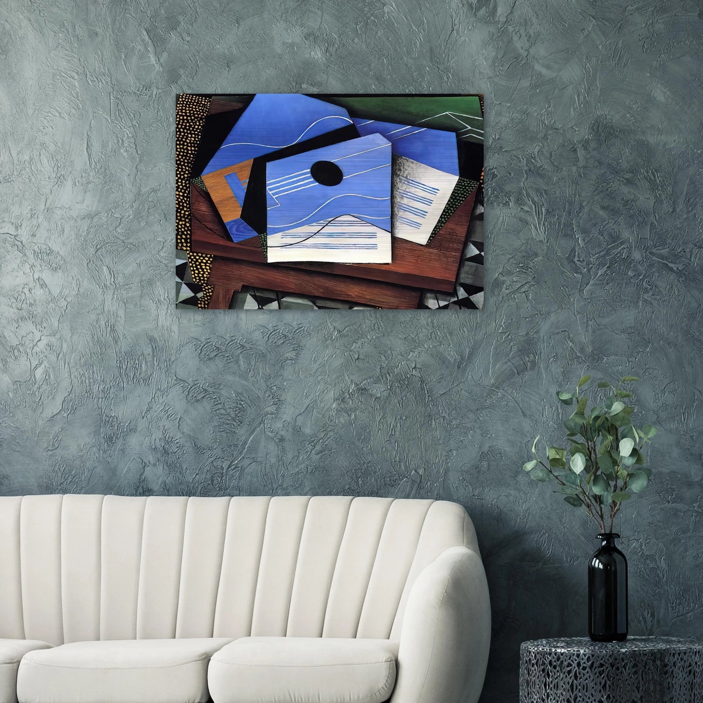 GUITAR ON A TABLE 1915 - Juan Gris Brushed Aluminum Print - 70x100 cm / 28x40 inches | Juan Gris Aluminum Print | Juan Gris Prints